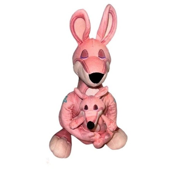 RARE DISNEY STORE Its A Small World Pink Kangaroo And Joey Plush  16” - Picture 1 of 4